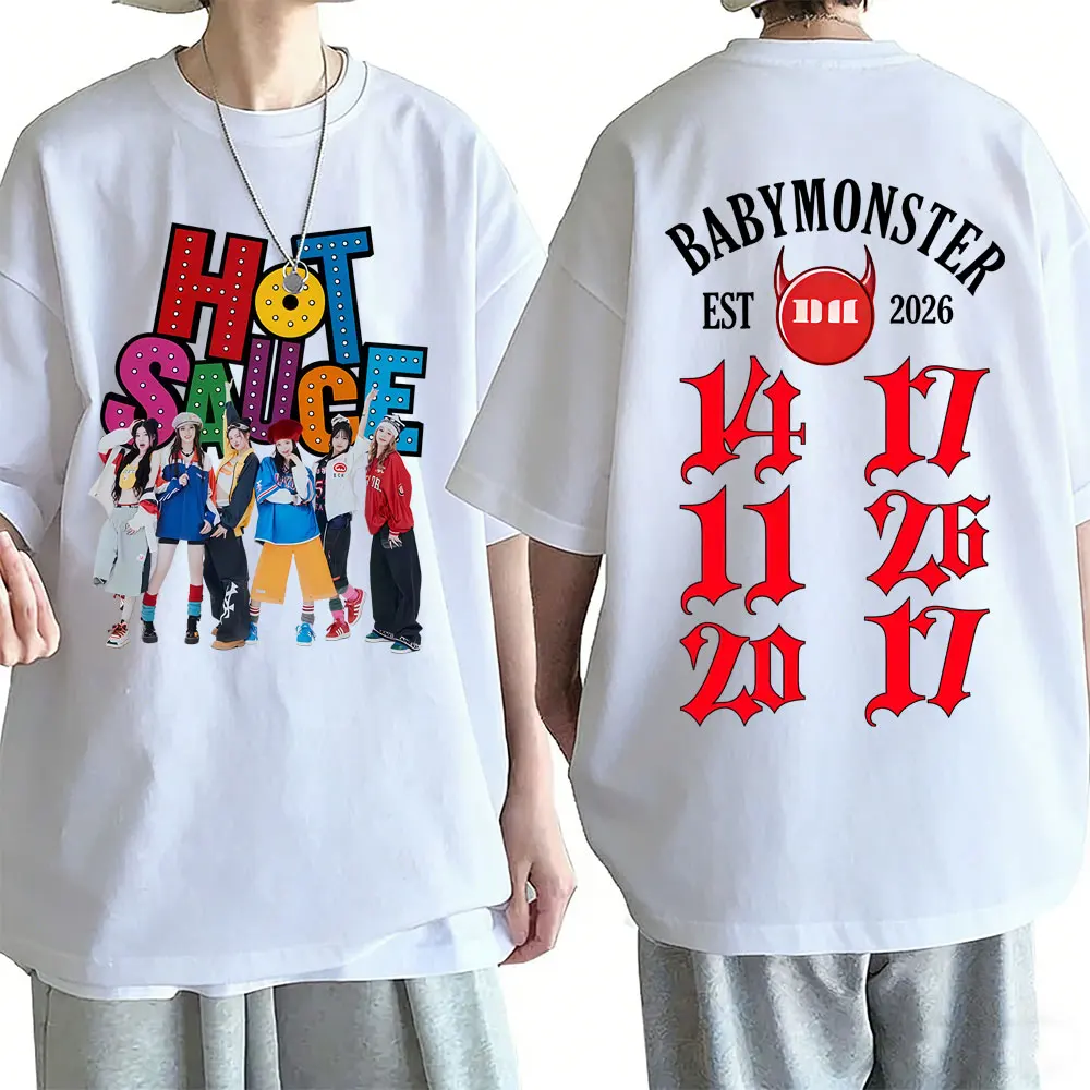 

Babymonster Ahyeon Asa Rami Rora Ruka Pharita Chiquita 2026 Merch T-shirt Men Women Fashion Casual Oversized T Shirts Streetwear
