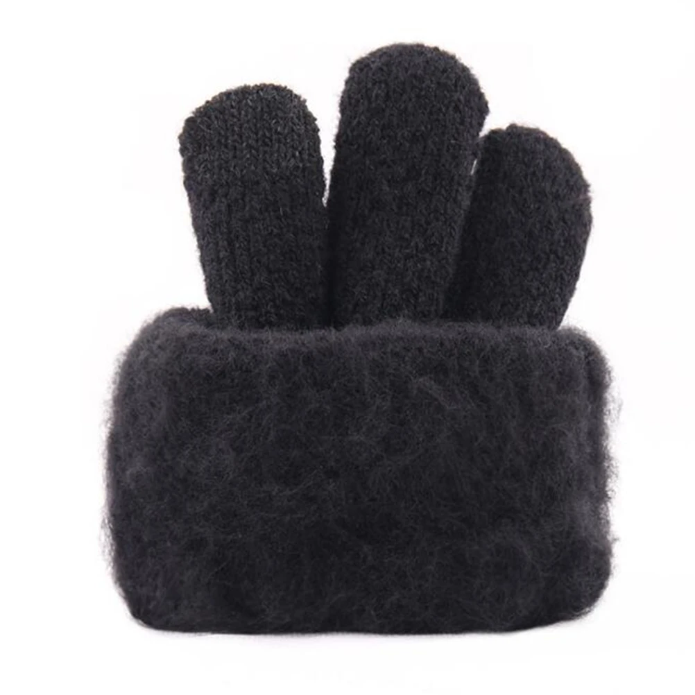 

1 Pair Screen Winter Finger Knitted Touch Screen Mitten Gloves Male Female Warm Washable Male Gloves Black