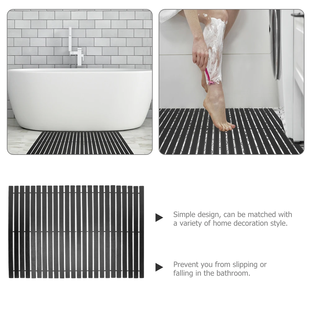 

Bamboo Bath Mat Non Slip Shower Floor Mat For Bathroom Bathtub Water Drain Design Suitable Home Dormitory