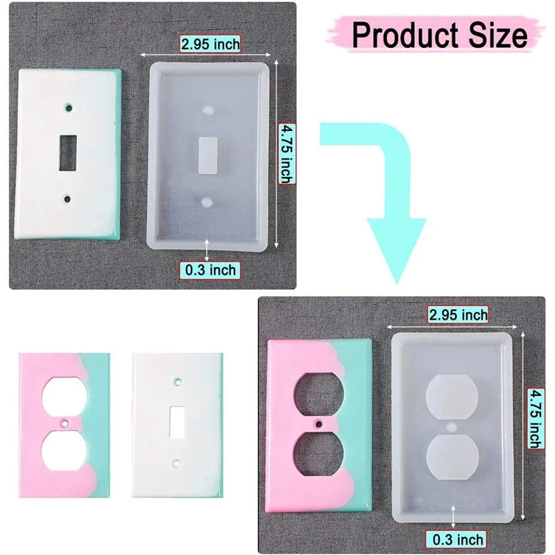 2 Pieces Of Light Switch Cover Resin Mold, Switch Socket Panel Silicone Mold For Making DIY Craft, Socket Bottom