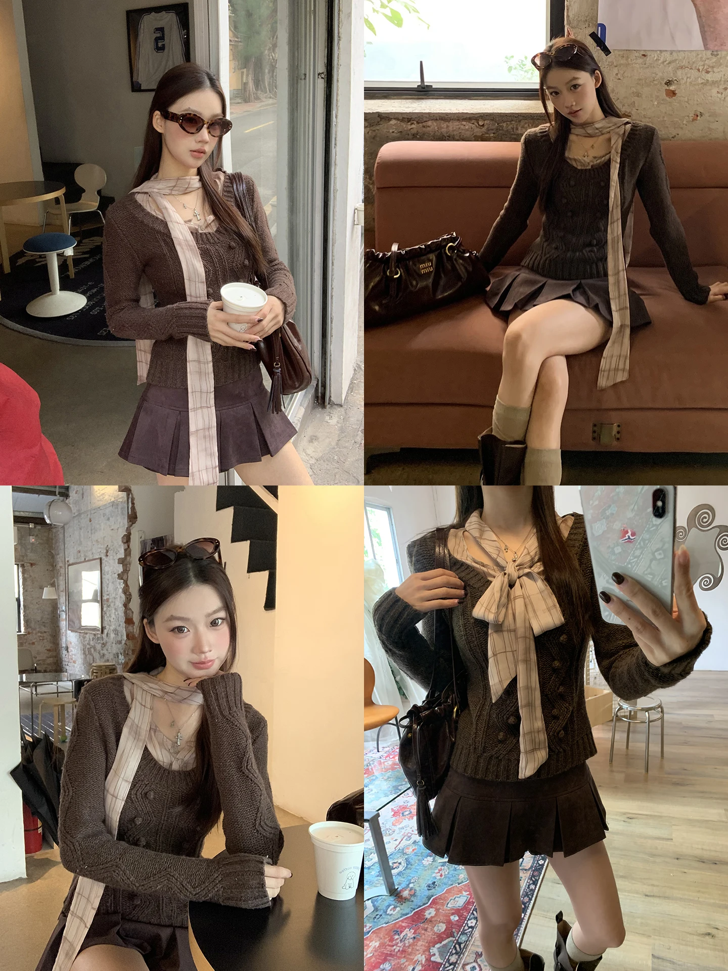 Maglione di lana da donna invernale Colore caffè Top lavorato a maglia Capispalla ible Tubo dritto Pendolarismo Sle Lungo Sve Vestibilità regolare