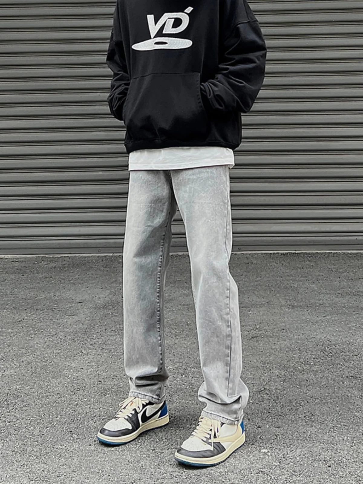 

Slim Fit Straight Leg Denim Jeans Men's High Street Hiphop Pants Trendy Brand Narrow Version Straight Leg Pants ey e