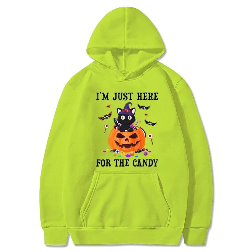 I'm Just Here For The Candy Print Hoodies Halloween Pullover Men Women Cosplay Clothes Autumn Casual Hoodie Fashion Sweatshirts