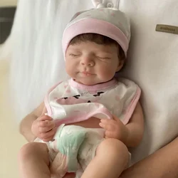 45cm Can Open Mouth Pascale Solid Silicone Bebe Reborn Girl With Rooted Hair Washable Lifelike Realistic Newborn Baby Doll