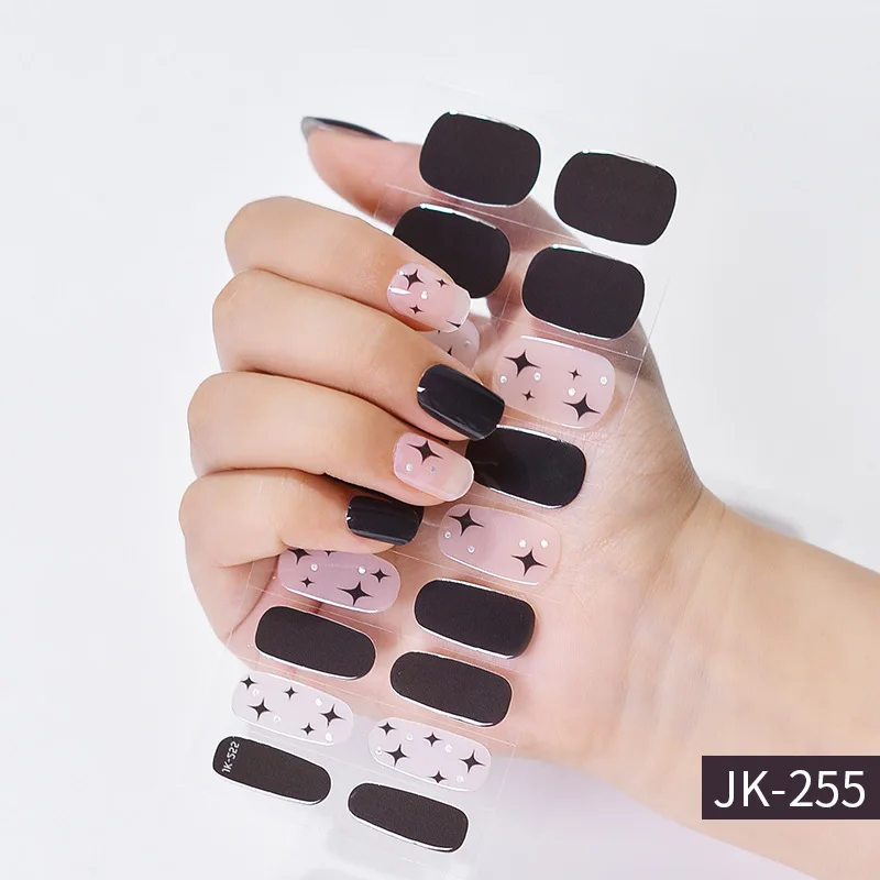 Gel Nagelstrips Patch Sliders Bloemen Gradiënt Kleur Lijm Uv Semi-Uitgeharde Gel Nail Stcikers Nail Art Decoraties Nail Art