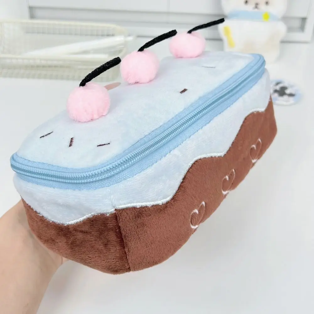 Kawaii Pencil Case Large Capacity Soft Touch Pen Bag Cherry Cake Design Stationery Organizer Bag School Office