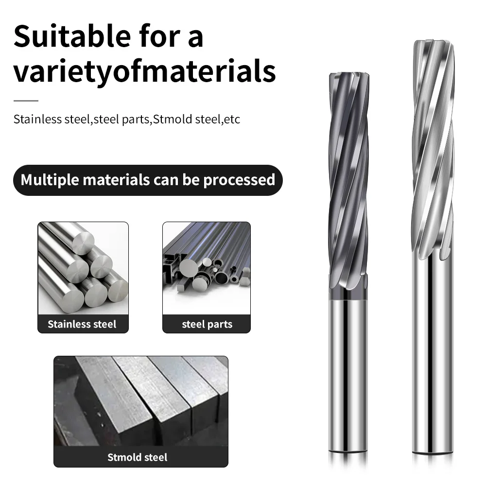 MEHRETU Tungsten Steel Carbide Spiral Reamers Metal Cutter 4/5/6/8 Flutes Chucking Reamer CNC Cutting Tools