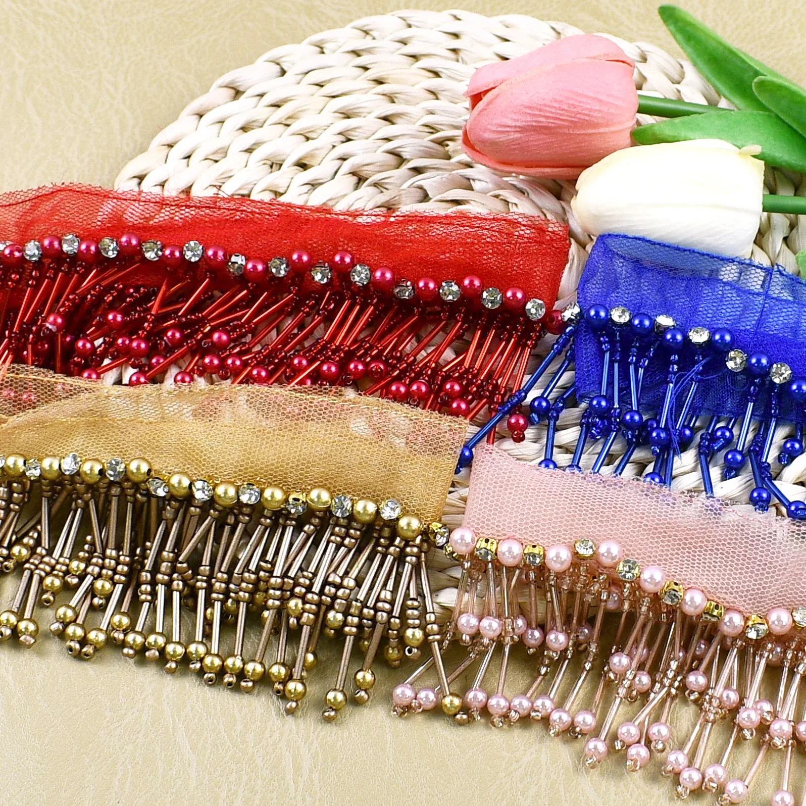 

1/2Yards 5cm Beaded Fringe Tassel Latin Dress Clothes Mesh Ribbon Curtain Bag Lace Trim Band DIY Sewing Decoration Accessories