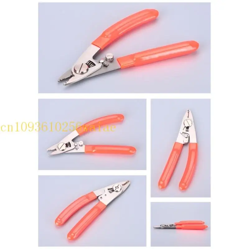 652F Professional 4 Port Fiber Cable Stripping Tool Adjustable Jaw Spring Mechanism Kevlars Shear Function