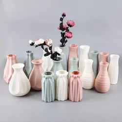 Vaso de flor de plástico nórdico moderno, rosa, azul, branco pote, cesta, casa, sala de estar decoração, ornamento, arranjo