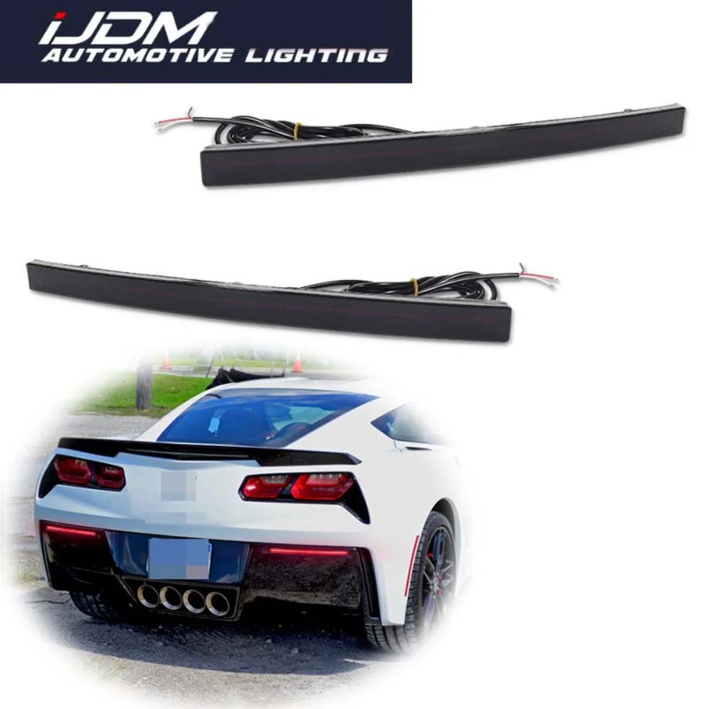 

For Chevrolet Corvette C7 2014-2019 Red LED Rear Bumper Reflectors Lights Tail/Brake Lights Running Lights Rear Fog Lights 12V