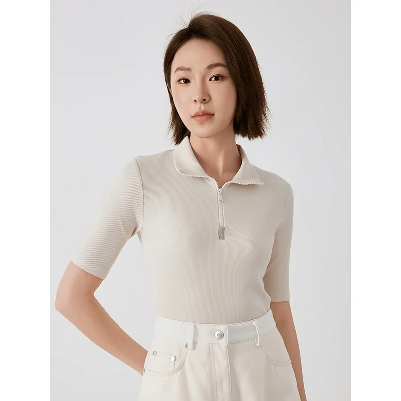 High-End Blend Women'S Luxury Button-Up-Shirt Elegant Designer Minimalist Summer Breathable Top
