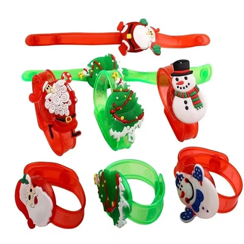 24pcs LED Glowing Santa Claus Snowman Tree Adjustable Bracelet Children Toy Boys Girls navidad Decoration Wedding Festival