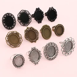 5pcs Fit 13x18mm Cabochons Oval DIY Adjustable Ring Settings Blank Base Tray Handmade Jewelry Rings Making Accessories Findings