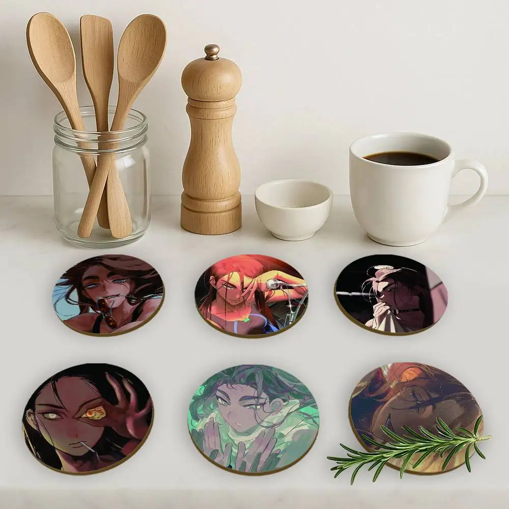 Anime alien stage hyuna 2D Wooden Coasters Heat Resistant Non-Slip Holiday Birthday Gift Durable