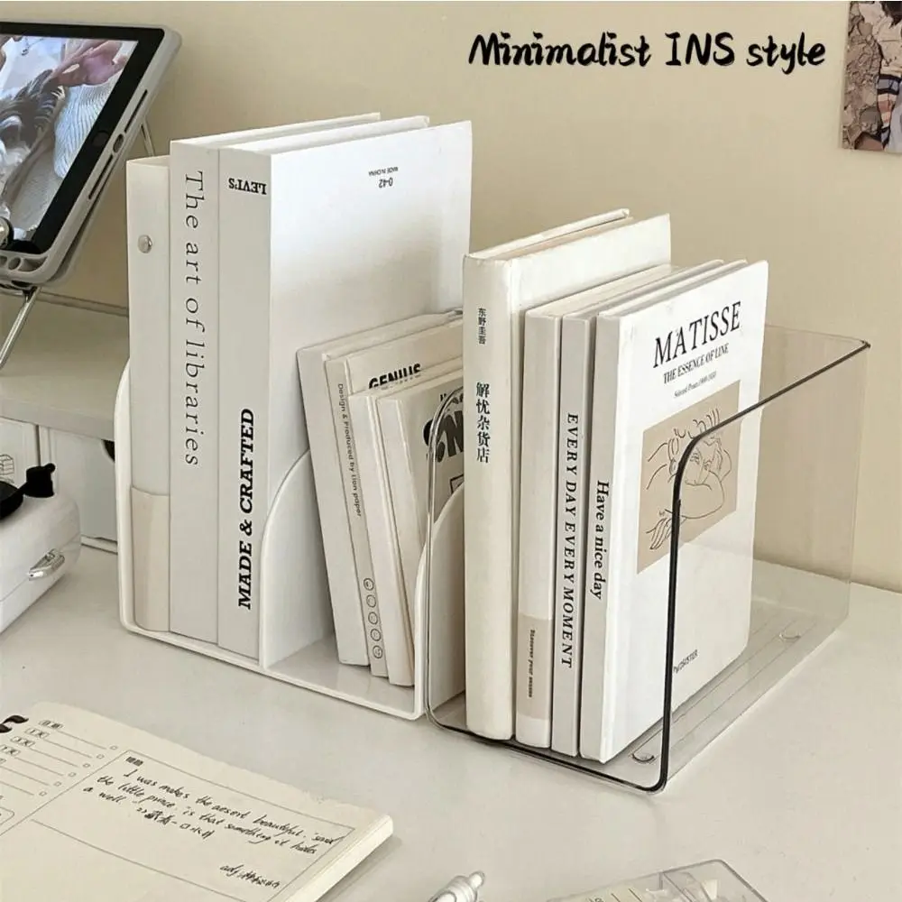 Portable Acrylic Book Stand Transparent U-shaped Bookends Free Combination Book Folder Desk Storage Rack Home Office