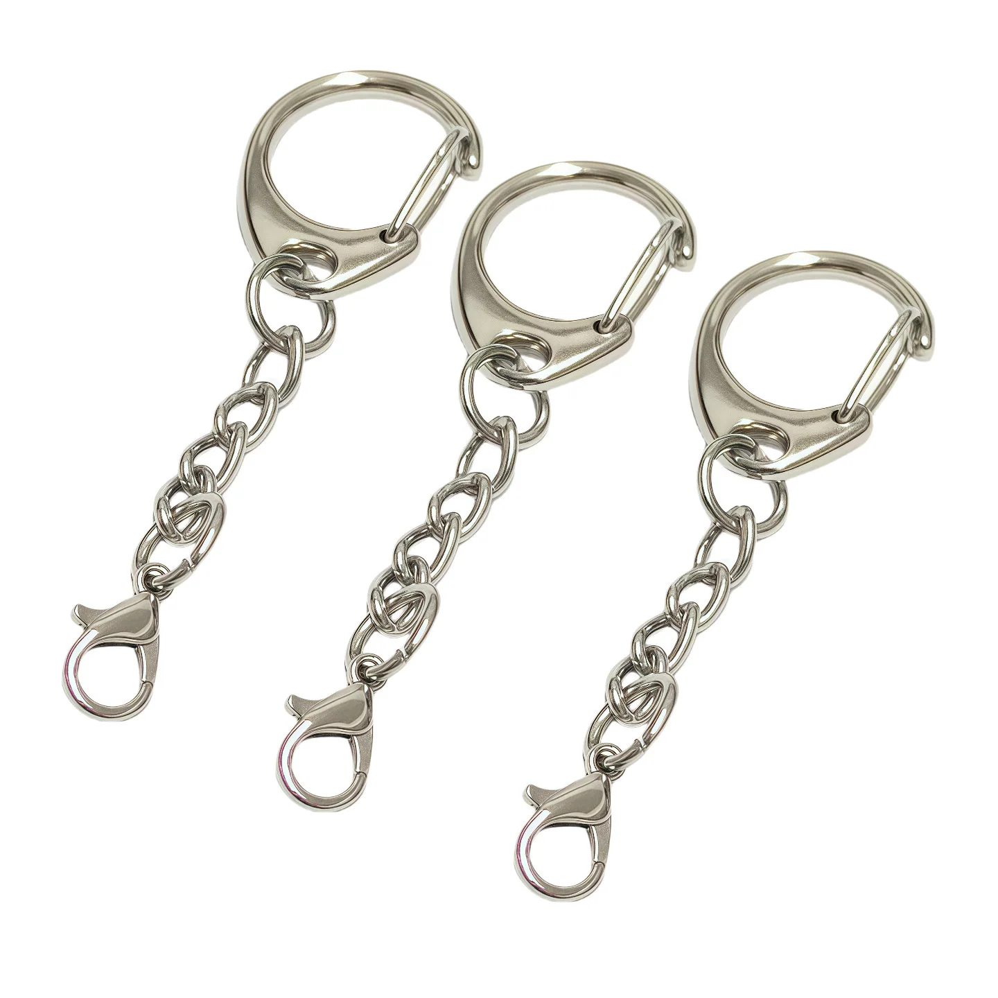10 Stück Schlüsselanhänger in Silberfarbe mit Schlangenkette, Metall-Karabinerverschluss, Taschenanhänger, Modeschmuck, Schlüsselring, DIY-Zubehör – Detail 5