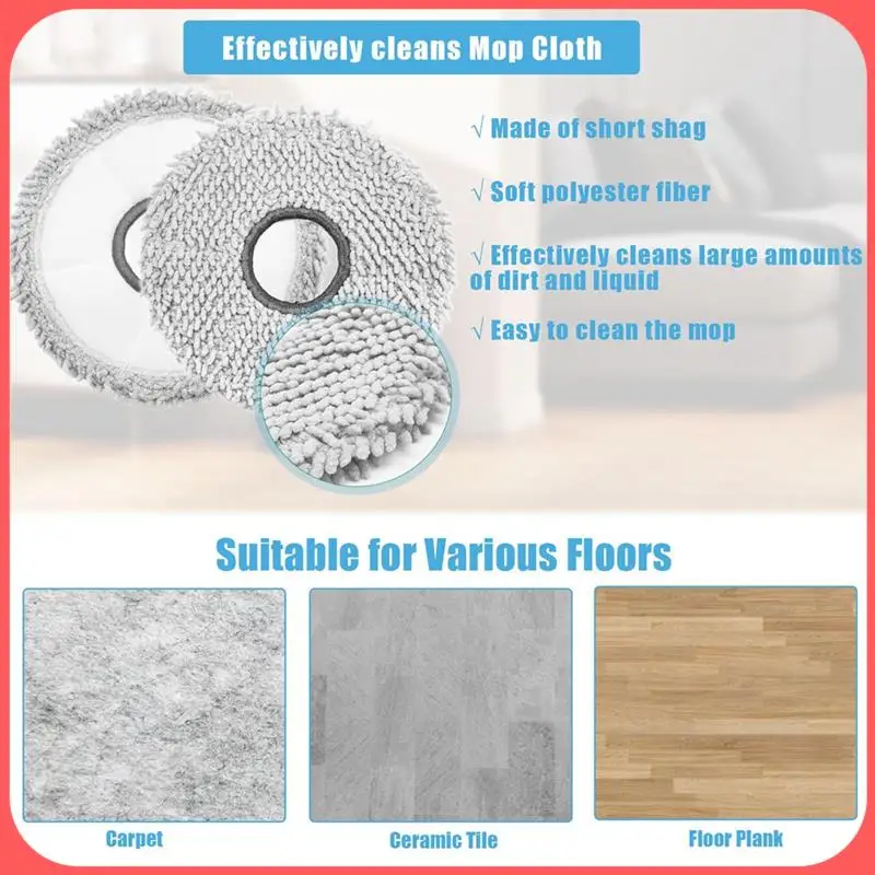 

Wipes Side Brush Accessories For ECOVACS DEEBOT T30 Pro Omni / T30 Omni Robot Vacuum Cleaner Parts