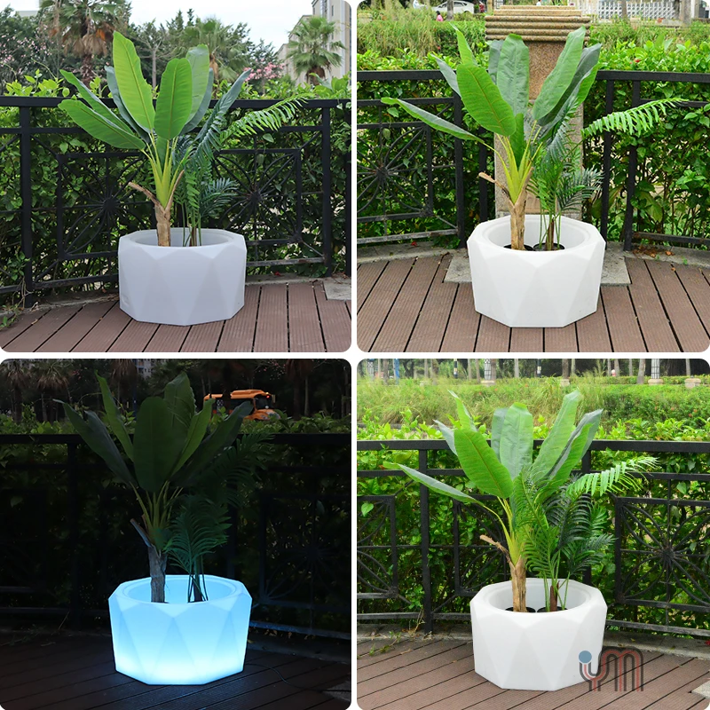 Light Up Waterproof Colorful Led Light Flower Pot Plastic Led Planter