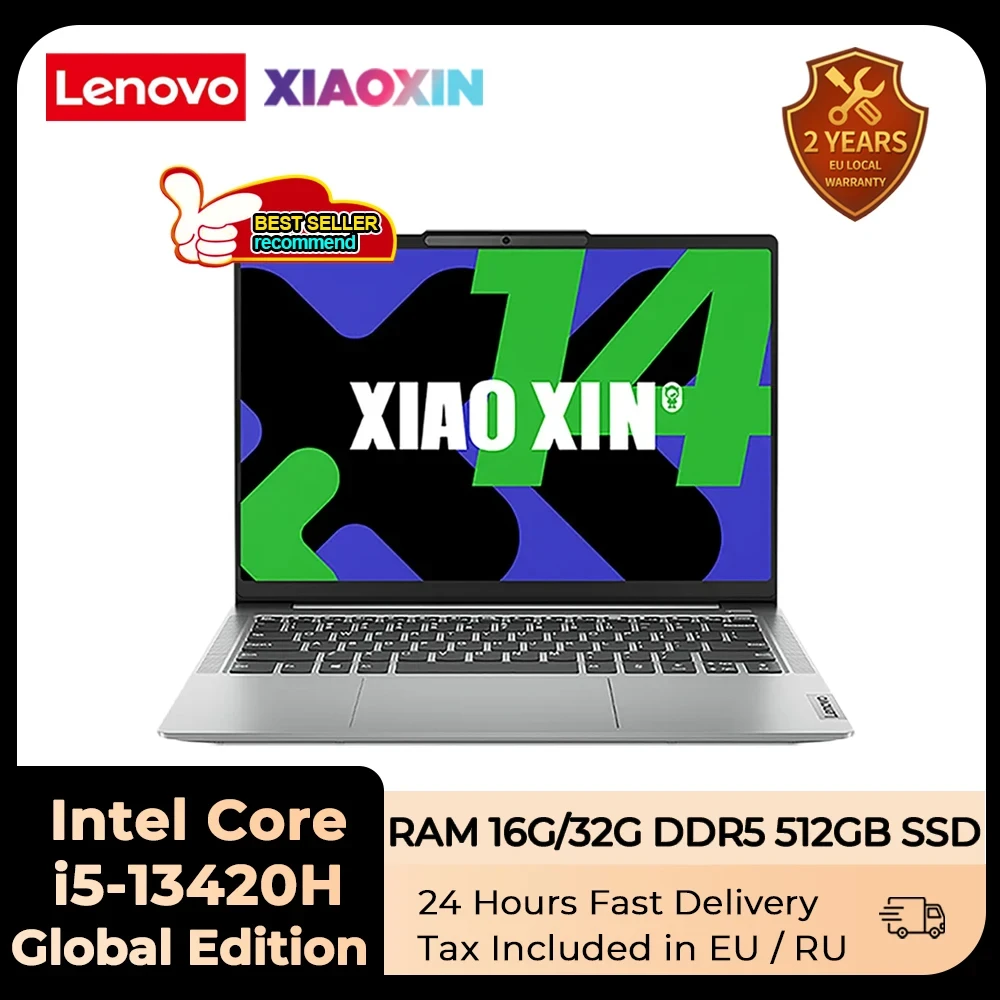 Laptop Lenovo Xiaoxin 14 Intel Core, Notebook Pc layar terintegrasi i5-13420H RAM16G/32G 2024G SSD 14 inci 60Hz 512