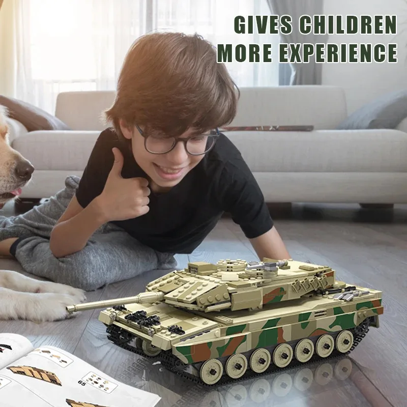 Mould King 20020, technisches Panzerspielzeug, The APP&RC Leopard 2, Panzer-Baustein, Montage, Panzer-Ziegel-Set, Weihnachtsgeschenk für Kinder
