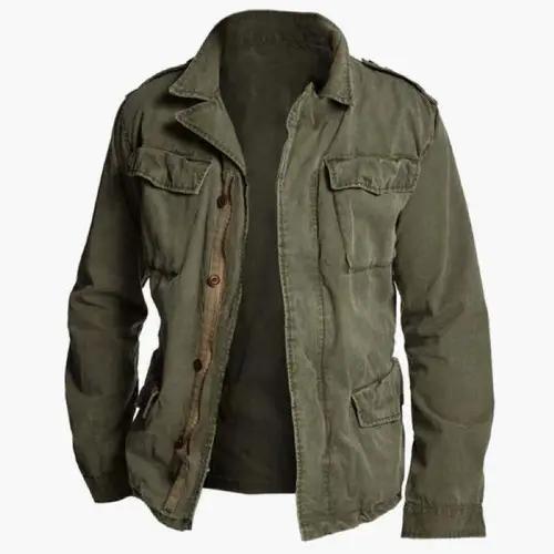 Imagen 2 del producto 2025 Chaqueta de campo informal vintage para hombre, chaqueta utilitaria de algodón retro para hombre, abrigo de estilo militar al aire libre