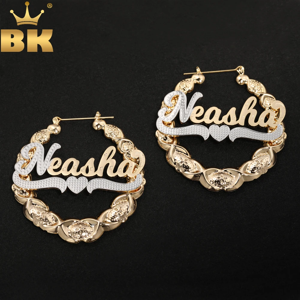 

TBTK Custom XO Name Earring 2 Colors Stainless Steel Earrings For Women 3D Hoop Earring Trendy Accessories Jewelry For Gift