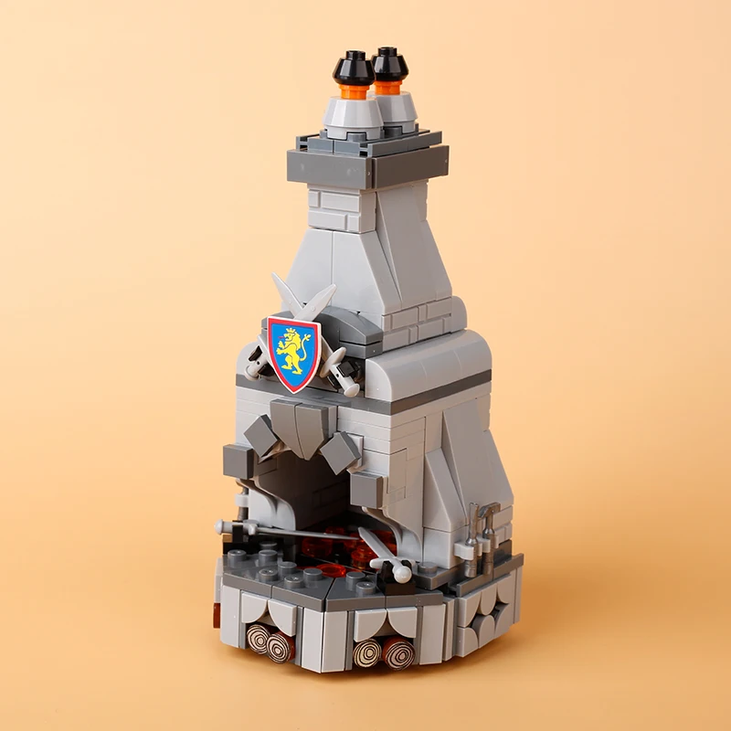Medieval City MOC Building Blocks Soldier Figures Guard Tower Watchtower Hanging Cage Shield Weapon Accessory Bricks Kids Toys