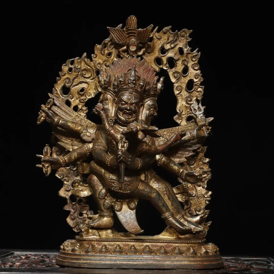 Antique Vajrakīla Statue Tibetan Tantric Dharma Protector Purba Buddha Sculpture Religious Temple Home Altar Decoration