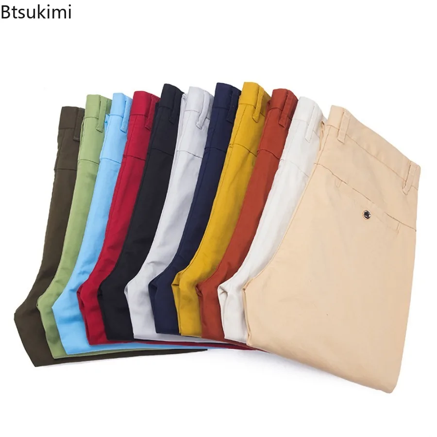 2024 New Casual Thin Breathable Pants for Men Trend Versatile Elastic Pencil Pants Comfort Pure Cotton Trousers Men's Slim Pants