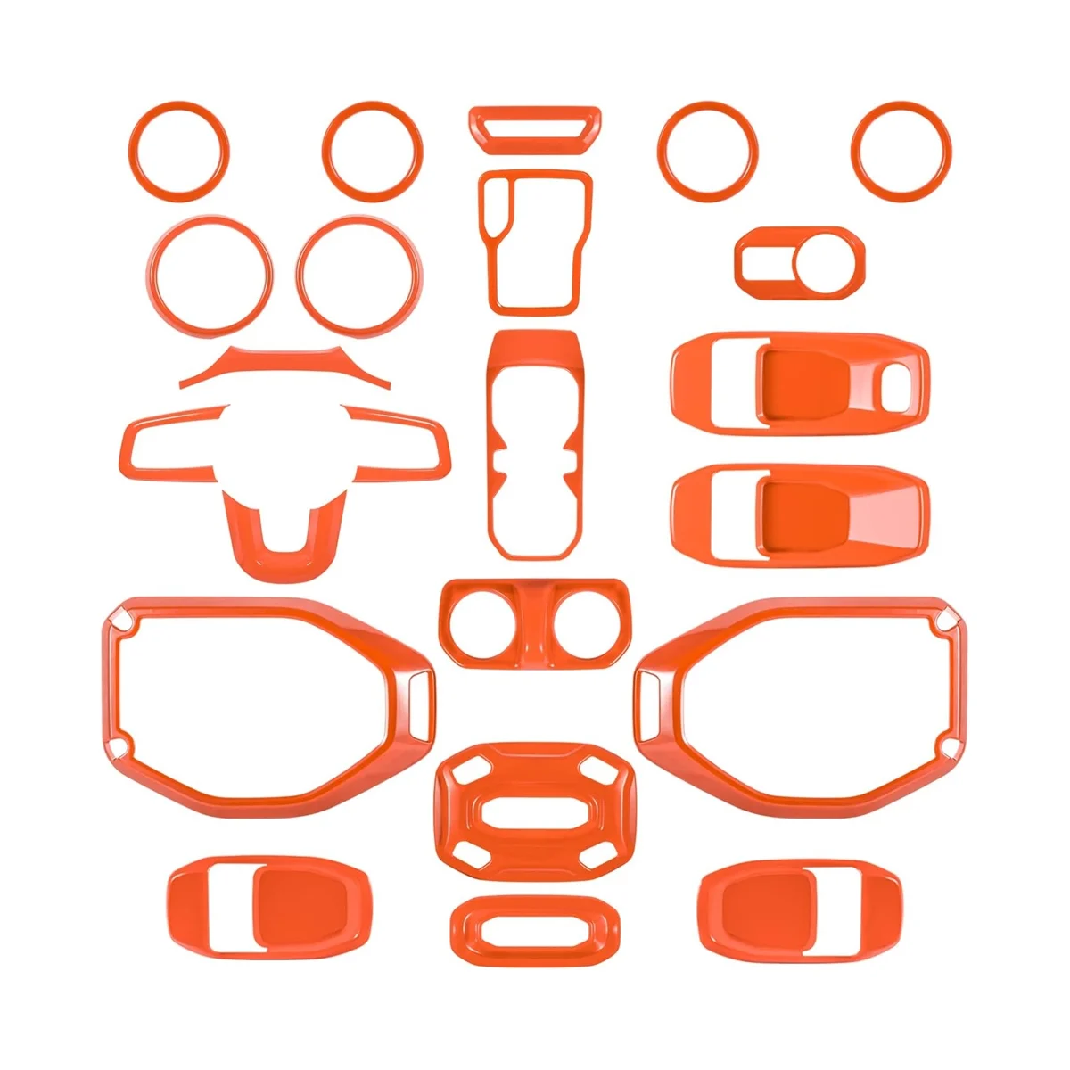 23PCS Full Interior Decoration Trim Kit for Jeep Wrangler JL Gladiator JT 2018-2023 Accessories (Orange)