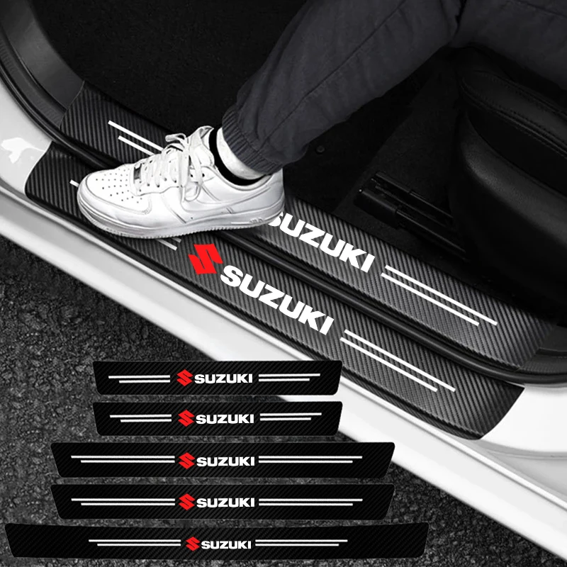 Pegatina protectora de alféizar de puerta de coche de fibra de carbono de alta calidad para Suzuki Jimny Samurai Vitara Swift Baleno Ignis Splash Kaiser Swace