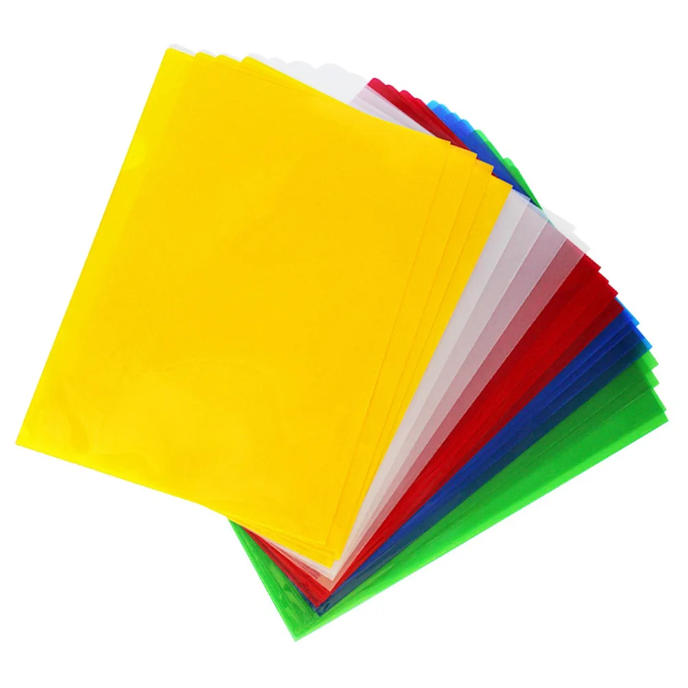 20pcs A4 File Folder Transparent L Shape Waterproof Document Holder Expandable Storage For Office Home School Clear Filing