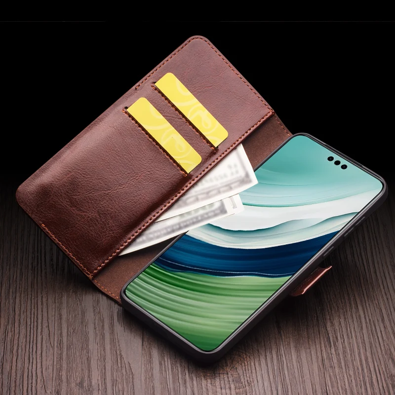 Magnetic flip high-end cowhide protective cover For Huawei Mate 70 6.7 inch Portable card slot wallet Fall prevention Phone Case