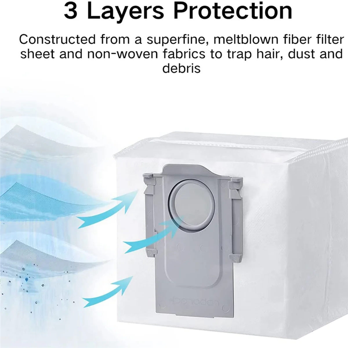 كيس غبار A44T لمكنسة Roborock Q5+ S7 Maxv Ultra Robot، حقيبة مكنسة ذات سعة كبيرة 3 لتر متوافقة مع 8 قطع)