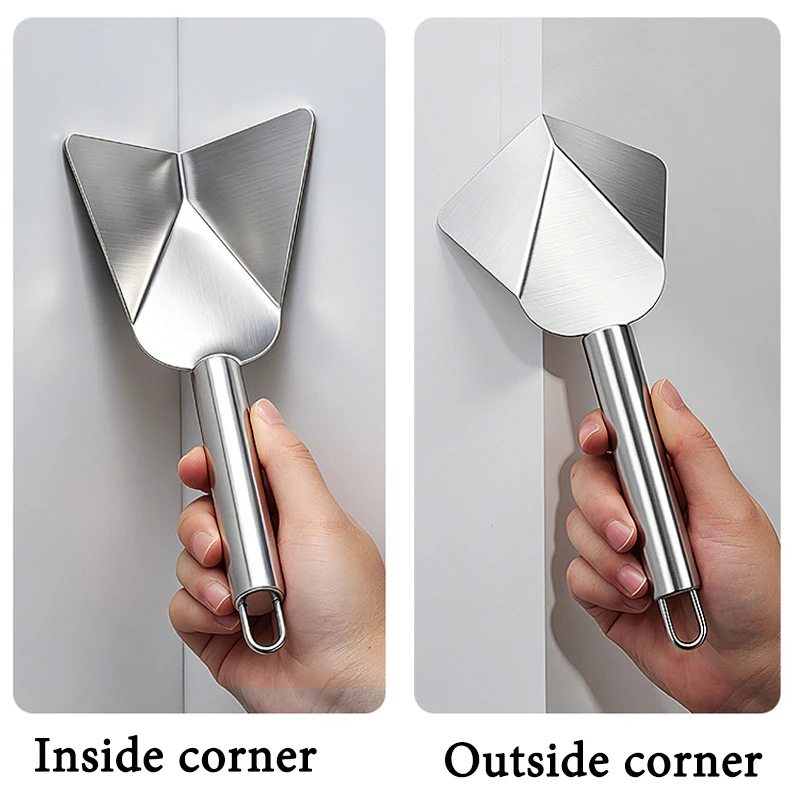 2 In 1 Stainless Steel Trowel Drywall Corner Tool Outside Inside Plastering Trowel for Gyprock Plasterboard Joint Compound Tool