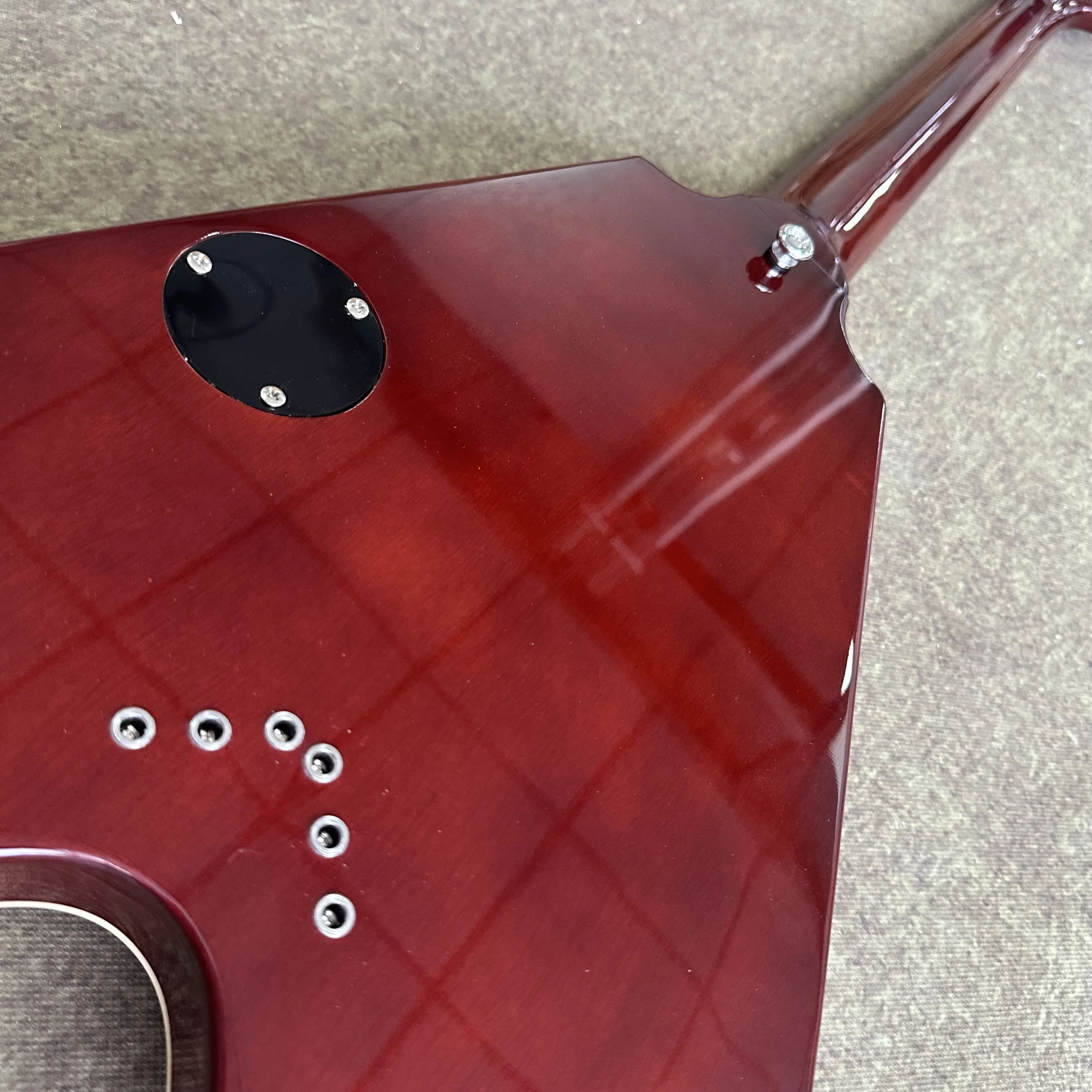 US Warehouse Classic V Shape Electric Guitar Sunburst Tiger Grain Maple Top HH Double Humbuckers Fixed Bridge For Metal Musicians