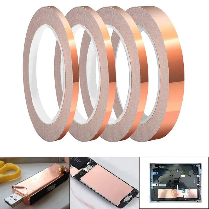 

3/5/8/10/15mm Single Side Conductive Copper Adhesive Foil Tape For EMI Shielding Stained Glass Paper Circuit Electrical Repair