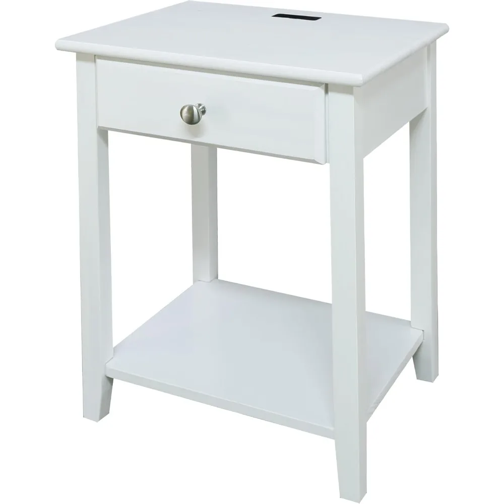 

Owl White Night Stand with USB Port , 17.5x14.25 in x 24.5 in (WLH)4-USB charging ports built-in for convenient device charging