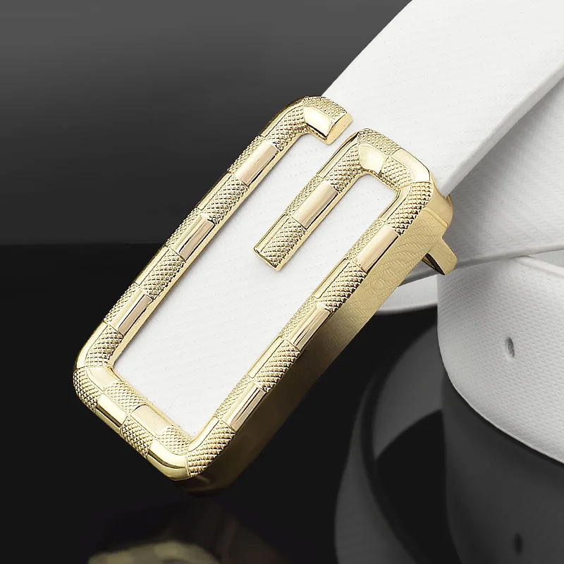 

G Letter High Quality Belt Young Men Belt Trend Men White Genuine Leather Smooth Buckle Casual Versatile Fashion Ceinture Homme