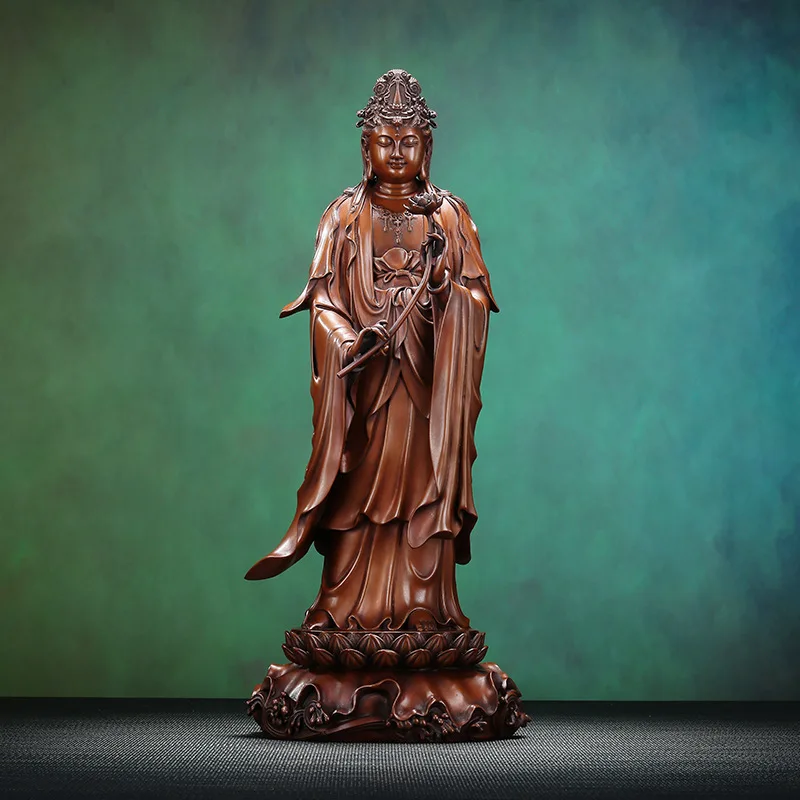 YFY Copper Western Three Saints Ornament Home Interior Devotion Sakya Guanyin General Trend to Standing Copper Crafts Statue