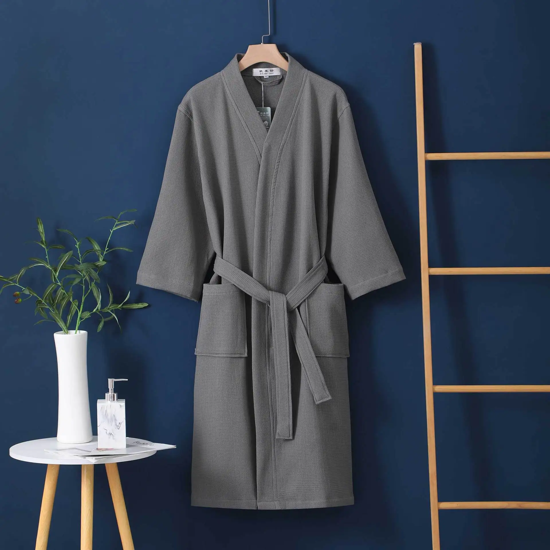 New Wedding Dress 100% Cotton Waffle Bathrobe Lightweight Spring Autumn Couples Sleepwear Winter Nightwear Women's Kimono Robe