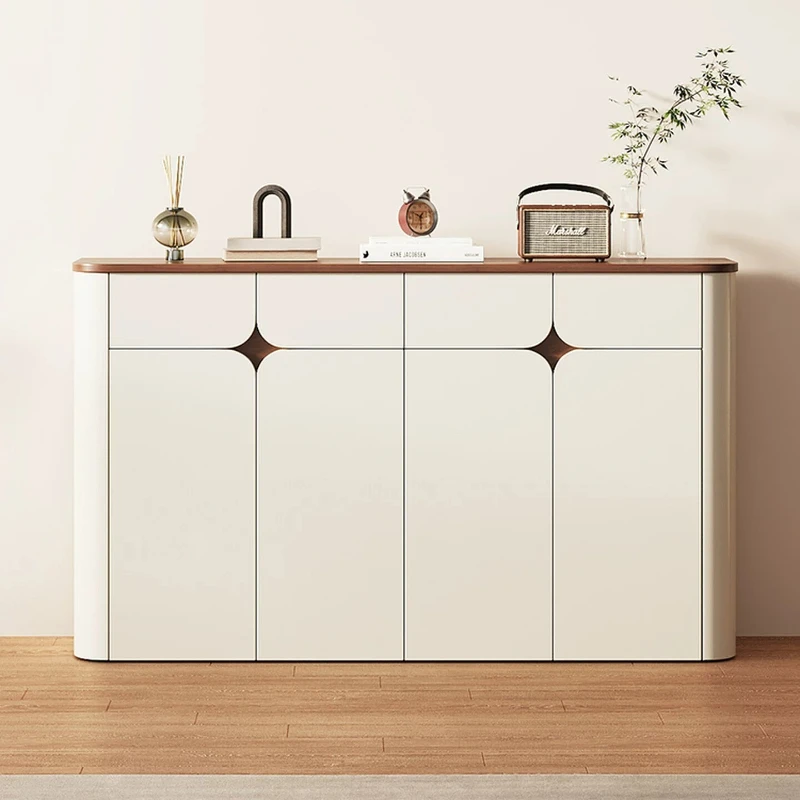 Integrated Shoe Cabinet Cream Style Large Capacity Entryway Storage Sideboard Porch Hallway Shoe Organizer Household Furniture