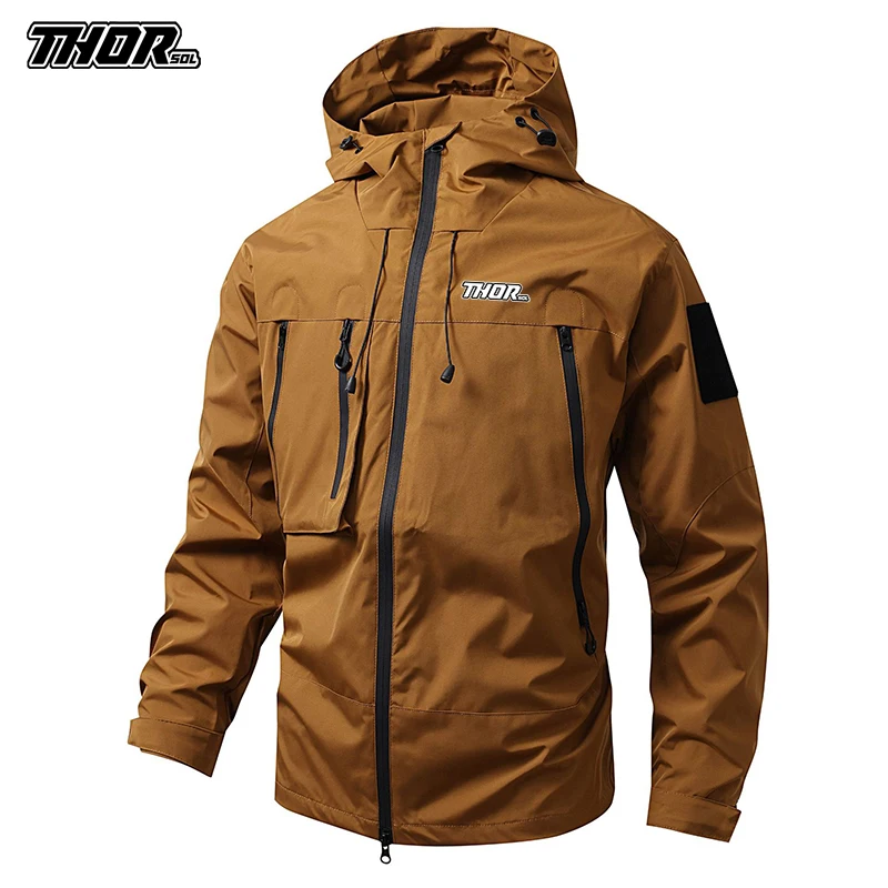 THORSOL 2025 Male Casual Bike Cycling Jacket Outerwear Fashion Solid Color Bicycle MTB Coat Sport Waterproof Fall Hoodie Jackets