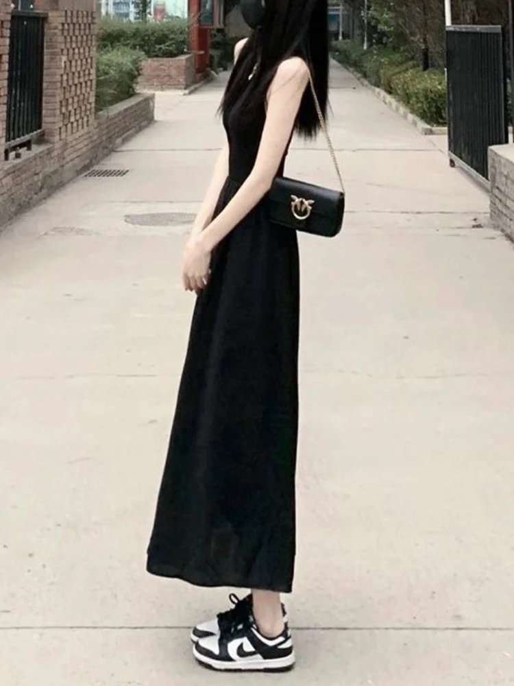 Sukienka Damska Retro Francuski Styl Casual Midi Streetwear Jednolita Stylowa Elegancka Sukienka na Imprezę Elegancka Linia A Podstawowa Uniwersalna