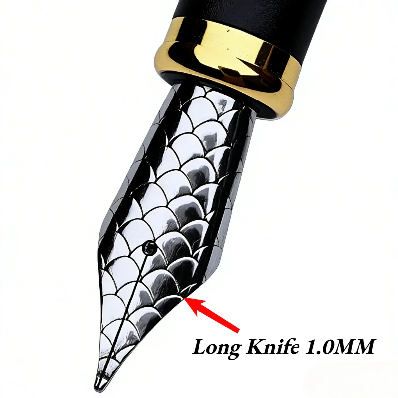 BALAOYE Exquisite Business Fountain Pen Signature Replaceable Ink Bag Equipped with Ink Absorber Gold Clip Pen Long Knife Nib