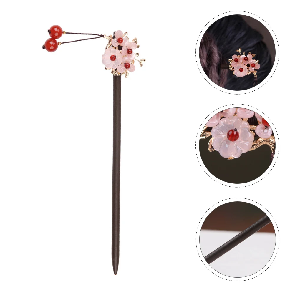 

1pc Flower Style Hairpin Wooden Vintage Hair Clasp For Women Retro Decorative Hair Accessories Bun Headdress Updo