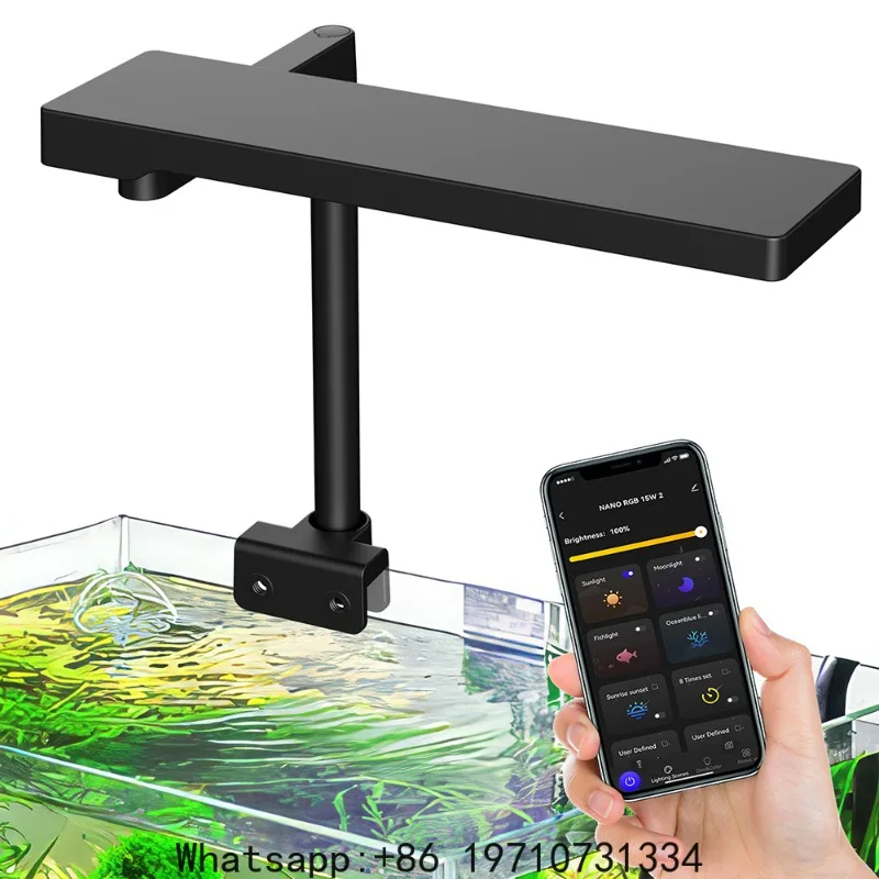 Smart LED Aquarium Bracket Light 15W APP Control Dimmable Full Spectrum Fish Tank Clip Lights Coral Aquatic Fishbowl Lighting