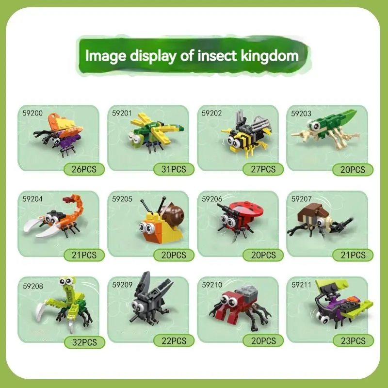 Insect Animal Party Building Blocks Toy Set Bee Snail Dragonfly Mini Insect Series Assemble Model Bricks Toys Gifts For Children