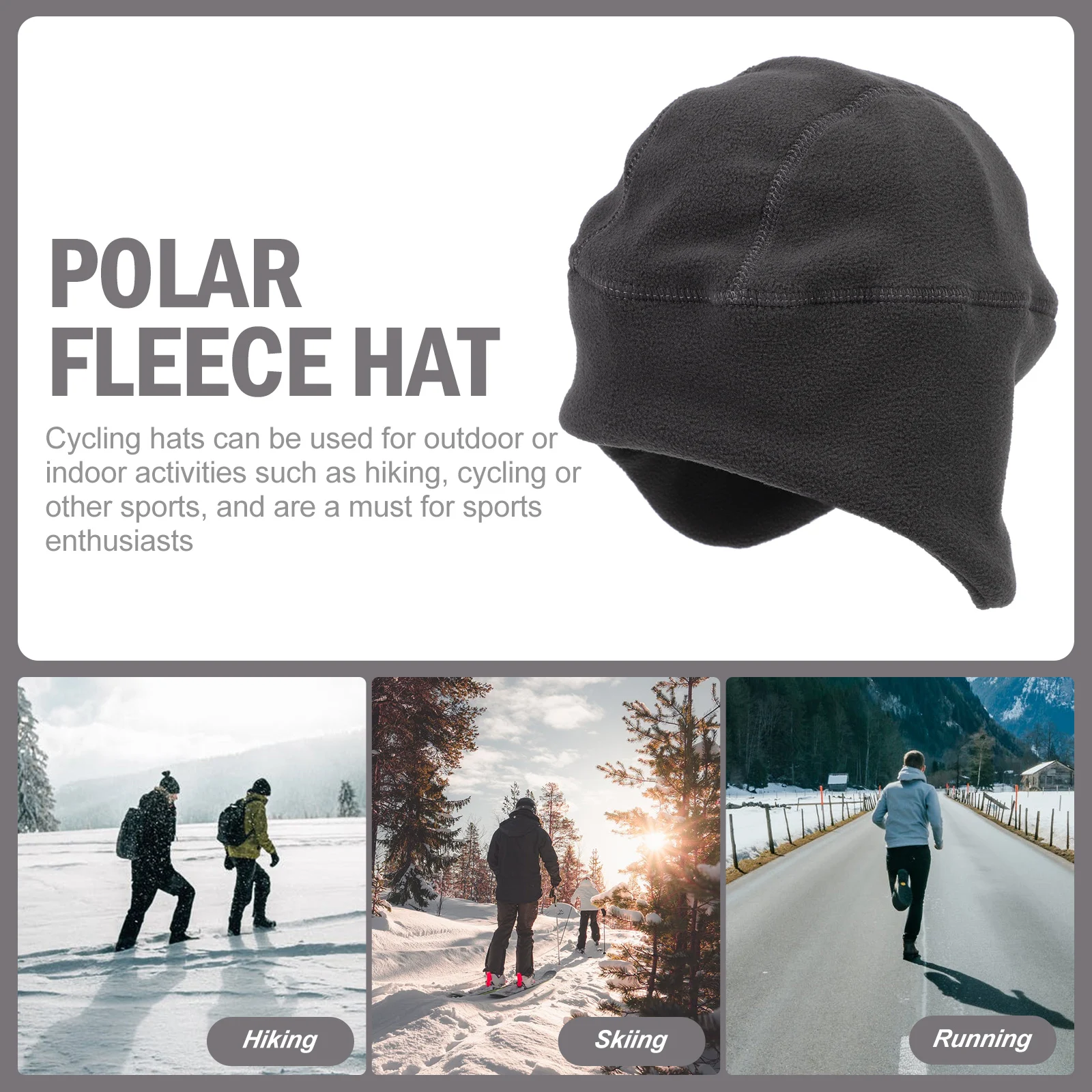 

Polar Fleece Hats Outdoor Riding Grey Adjustable Elastic Warm Ear Cover Cycling Caps Suitable Universal Cold Proof Skiing Hat